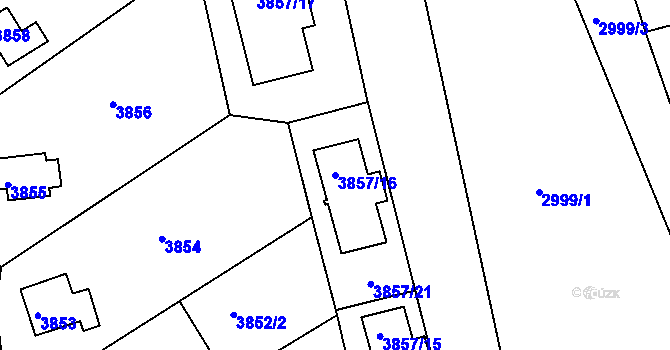 Parcela st. 3857/16 v KÚ Nové Město na Moravě, Katastrální mapa