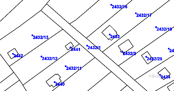 Parcela st. 2432/1 v KÚ Nové Město na Moravě, Katastrální mapa