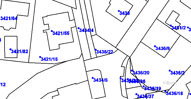 Parcela st. 3436/22 v KÚ Nové Město na Moravě, Katastrální mapa