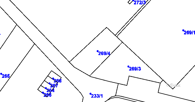 Parcela st. 269/4 v KÚ Nové Město na Moravě, Katastrální mapa