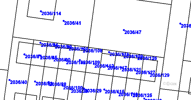 Parcela st. 2036/111 v KÚ Nové Město na Moravě, Katastrální mapa