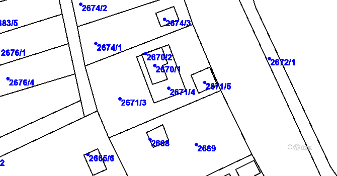 Parcela st. 2671/4 v KÚ Nové Město na Moravě, Katastrální mapa