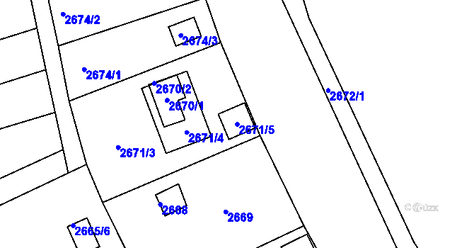 Parcela st. 2671/5 v KÚ Nové Město na Moravě, Katastrální mapa