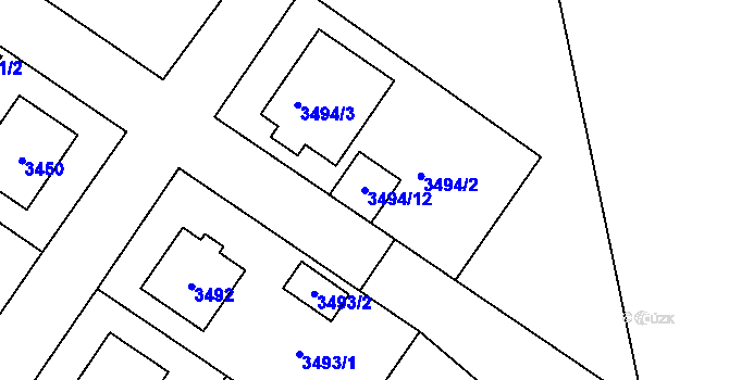 Parcela st. 3494/12 v KÚ Nové Město na Moravě, Katastrální mapa