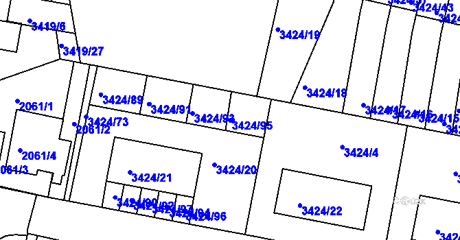 Parcela st. 3424/95 v KÚ Nové Město na Moravě, Katastrální mapa