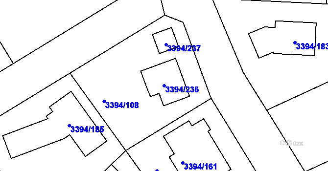Parcela st. 3394/236 v KÚ Nové Město na Moravě, Katastrální mapa