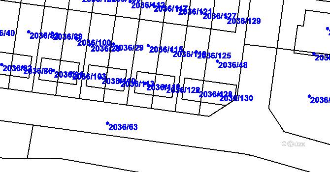 Parcela st. 2036/122 v KÚ Nové Město na Moravě, Katastrální mapa