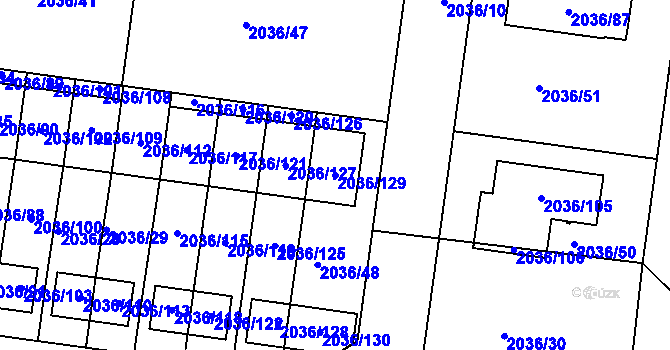Parcela st. 2036/129 v KÚ Nové Město na Moravě, Katastrální mapa