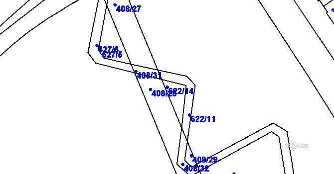 Parcela st. 622/14 v KÚ Pohledec, Katastrální mapa