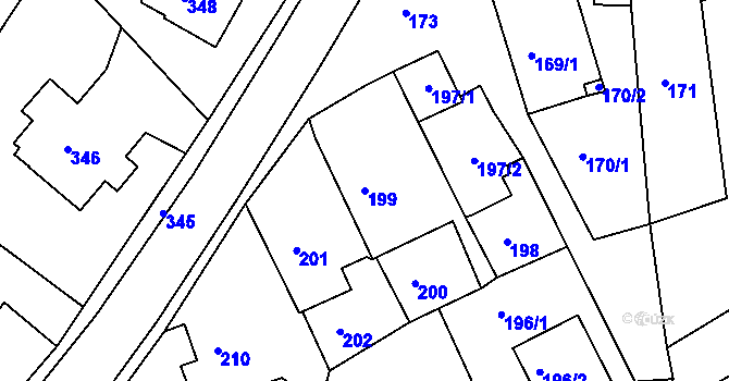 Parcela st. 199 v KÚ Pohledec, Katastrální mapa