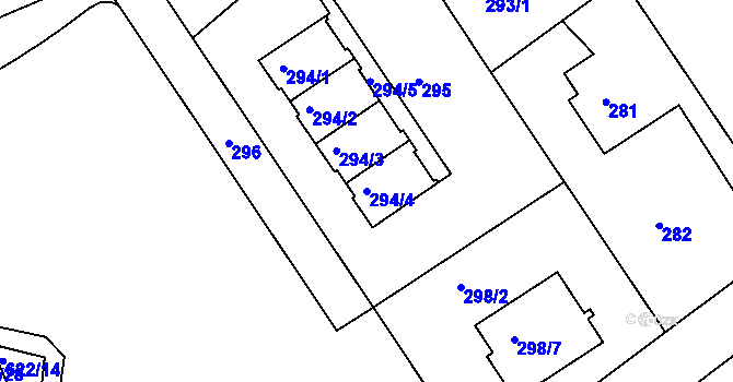 Parcela st. 294/4 v KÚ Pohledec, Katastrální mapa