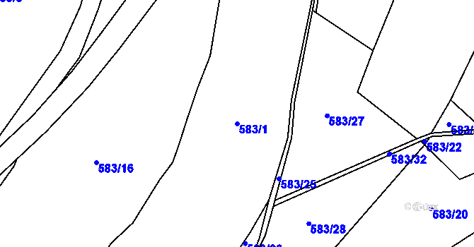 Parcela st. 583/1 v KÚ Pohledec, Katastrální mapa