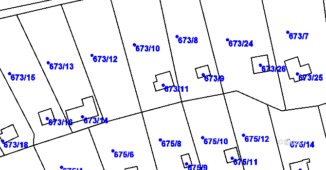 Parcela st. 673/11 v KÚ Pohledec, Katastrální mapa