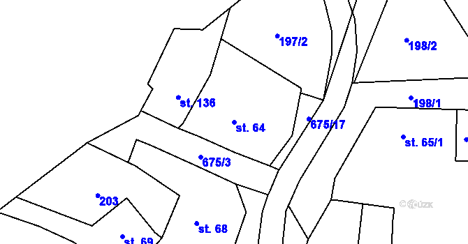 Parcela st. 64 v KÚ Krčín, Katastrální mapa