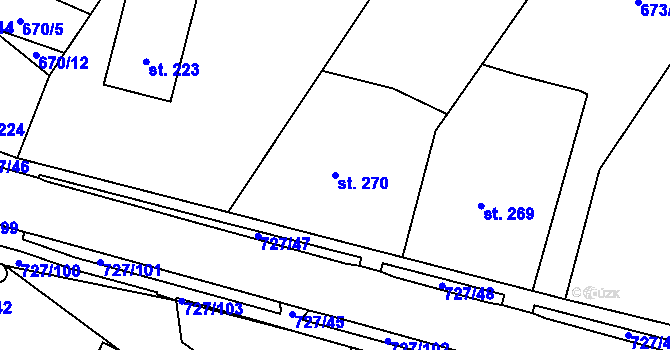 Parcela st. 270 v KÚ Krčín, Katastrální mapa