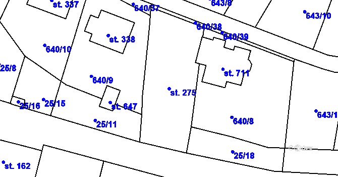 Parcela st. 275 v KÚ Krčín, Katastrální mapa