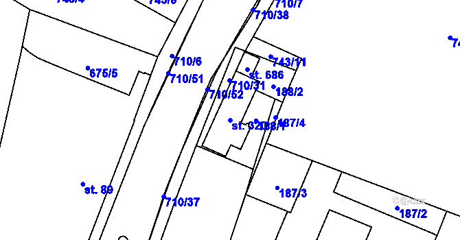 Parcela st. 320 v KÚ Krčín, Katastrální mapa