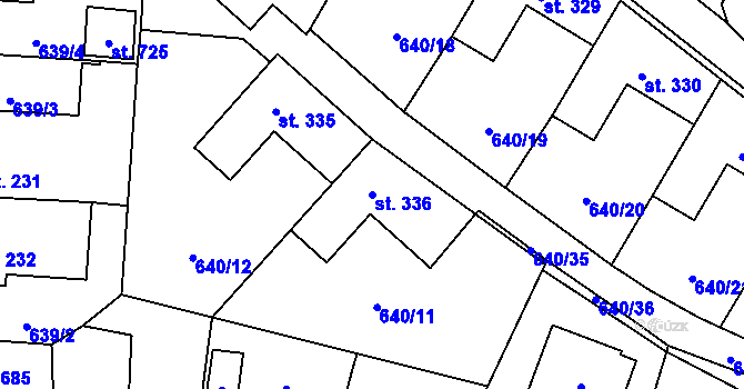 Parcela st. 336 v KÚ Krčín, Katastrální mapa