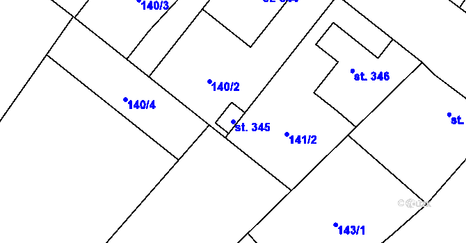 Parcela st. 345 v KÚ Krčín, Katastrální mapa