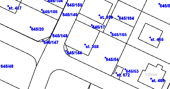 Parcela st. 358 v KÚ Krčín, Katastrální mapa