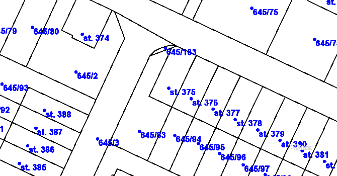Parcela st. 375 v KÚ Krčín, Katastrální mapa