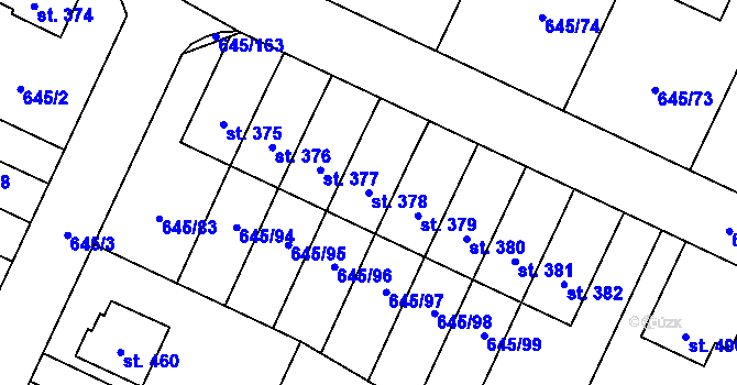 Parcela st. 378 v KÚ Krčín, Katastrální mapa