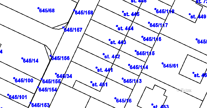 Parcela st. 442 v KÚ Krčín, Katastrální mapa