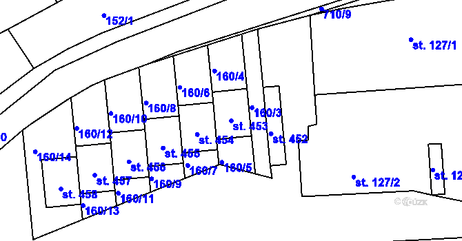 Parcela st. 453 v KÚ Krčín, Katastrální mapa