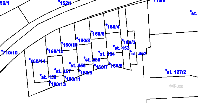 Parcela st. 454 v KÚ Krčín, Katastrální mapa
