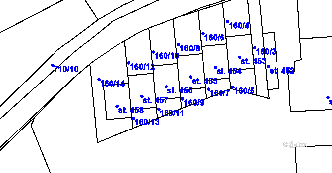 Parcela st. 456 v KÚ Krčín, Katastrální mapa