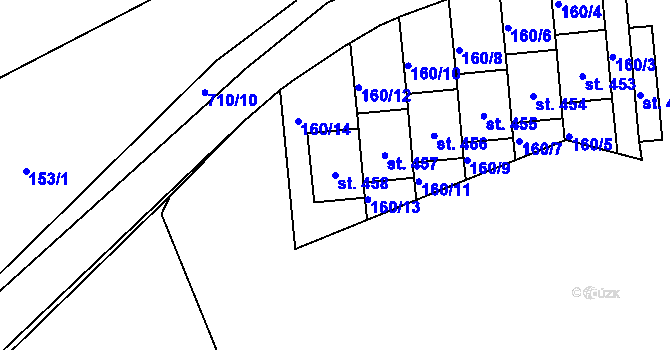 Parcela st. 458 v KÚ Krčín, Katastrální mapa