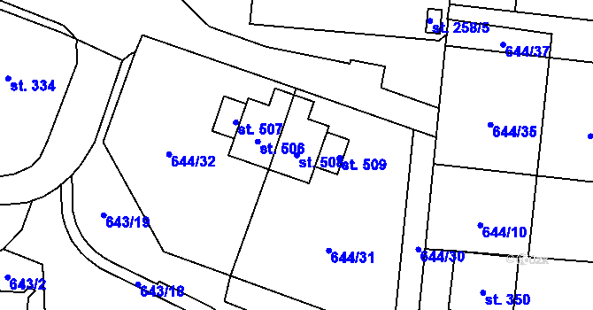 Parcela st. 508 v KÚ Krčín, Katastrální mapa