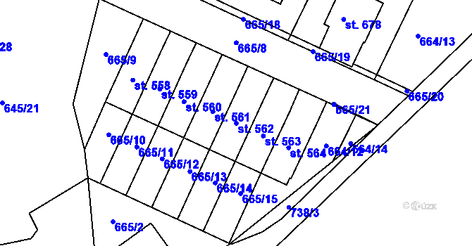 Parcela st. 562 v KÚ Krčín, Katastrální mapa