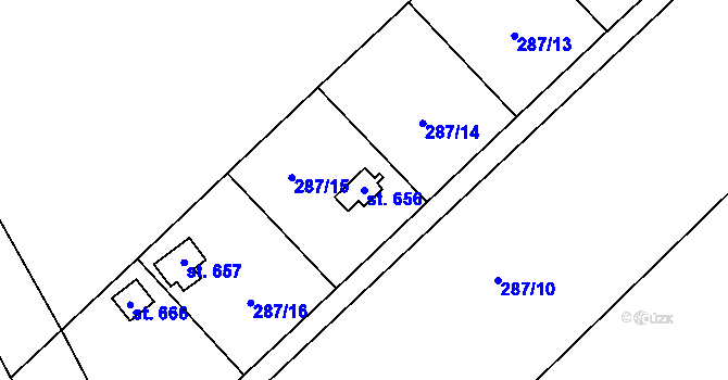 Parcela st. 656 v KÚ Krčín, Katastrální mapa
