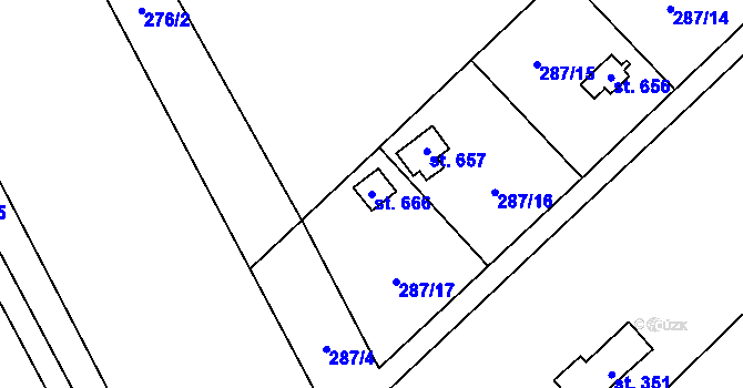Parcela st. 666 v KÚ Krčín, Katastrální mapa