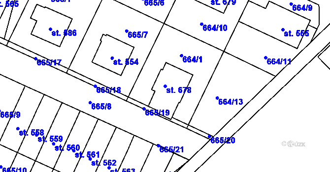 Parcela st. 678 v KÚ Krčín, Katastrální mapa
