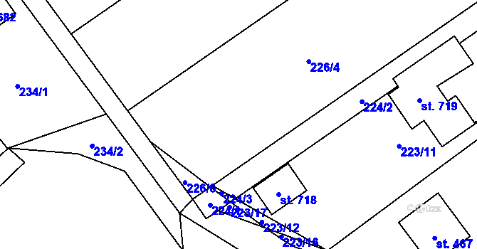 Parcela st. 226/5 v KÚ Krčín, Katastrální mapa