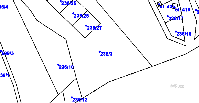 Parcela st. 236/3 v KÚ Krčín, Katastrální mapa