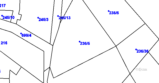 Parcela st. 236/5 v KÚ Krčín, Katastrální mapa