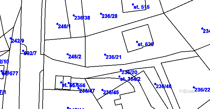 Parcela st. 236/21 v KÚ Krčín, Katastrální mapa