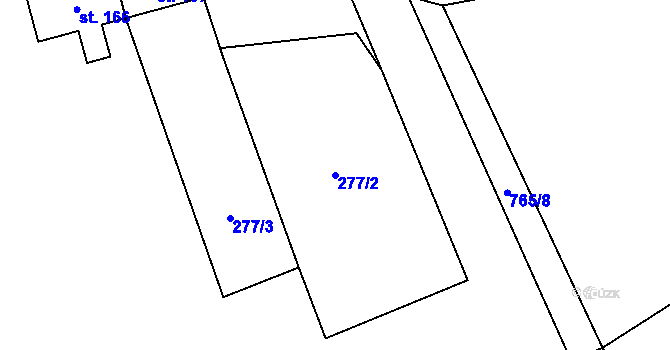 Parcela st. 277/2 v KÚ Krčín, Katastrální mapa