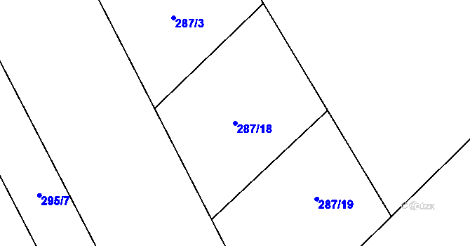 Parcela st. 287/18 v KÚ Krčín, Katastrální mapa