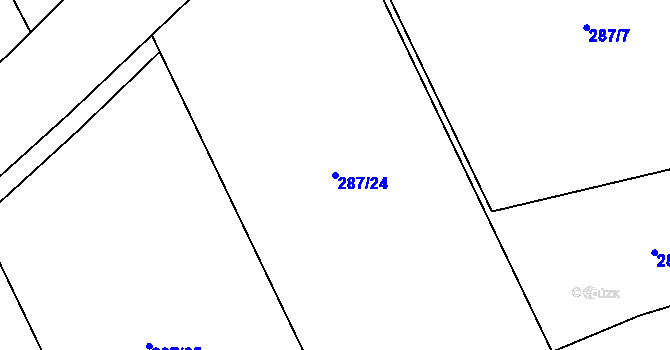 Parcela st. 287/24 v KÚ Krčín, Katastrální mapa