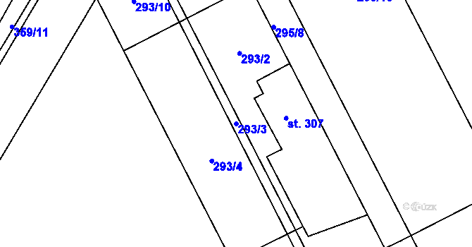 Parcela st. 293/3 v KÚ Krčín, Katastrální mapa