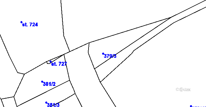 Parcela st. 379/3 v KÚ Krčín, Katastrální mapa