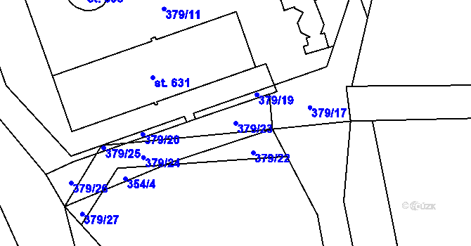 Parcela st. 379/23 v KÚ Krčín, Katastrální mapa