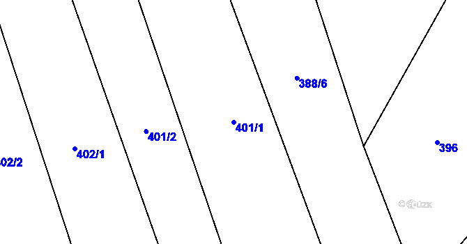 Parcela st. 401/1 v KÚ Krčín, Katastrální mapa