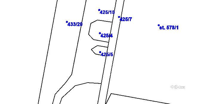 Parcela st. 425/5 v KÚ Krčín, Katastrální mapa