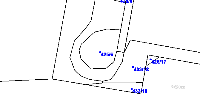 Parcela st. 425/6 v KÚ Krčín, Katastrální mapa