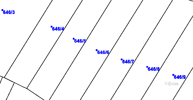 Parcela st. 646/6 v KÚ Krčín, Katastrální mapa